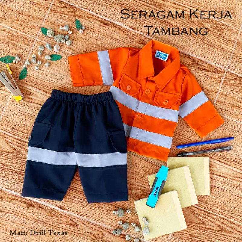 Seragam Pekerja Tambang | Seragam Tambang Anak | Wearpack Costume | Setelan Kostum Profesi Anak