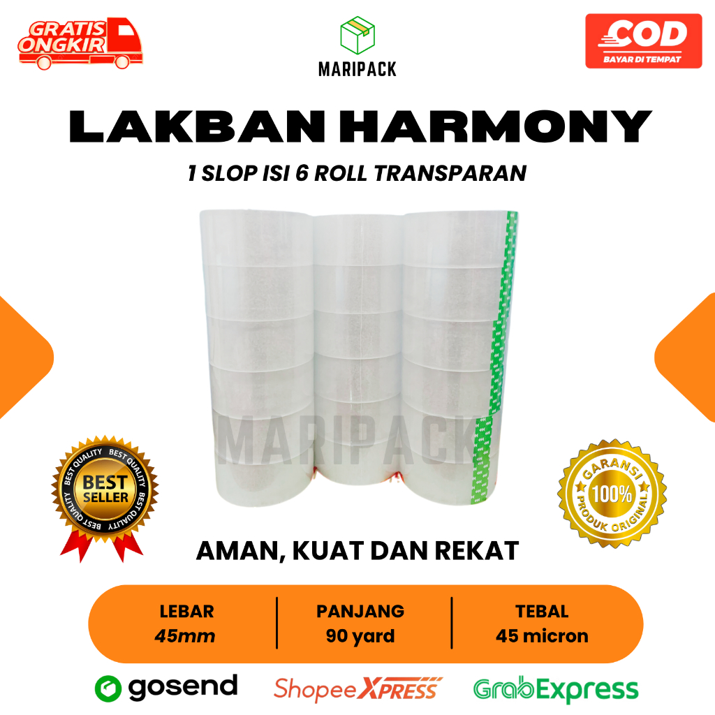 

HARMONY Lakban Solasi Bening dan Coklat 45mm x 90 Yard (Slop)