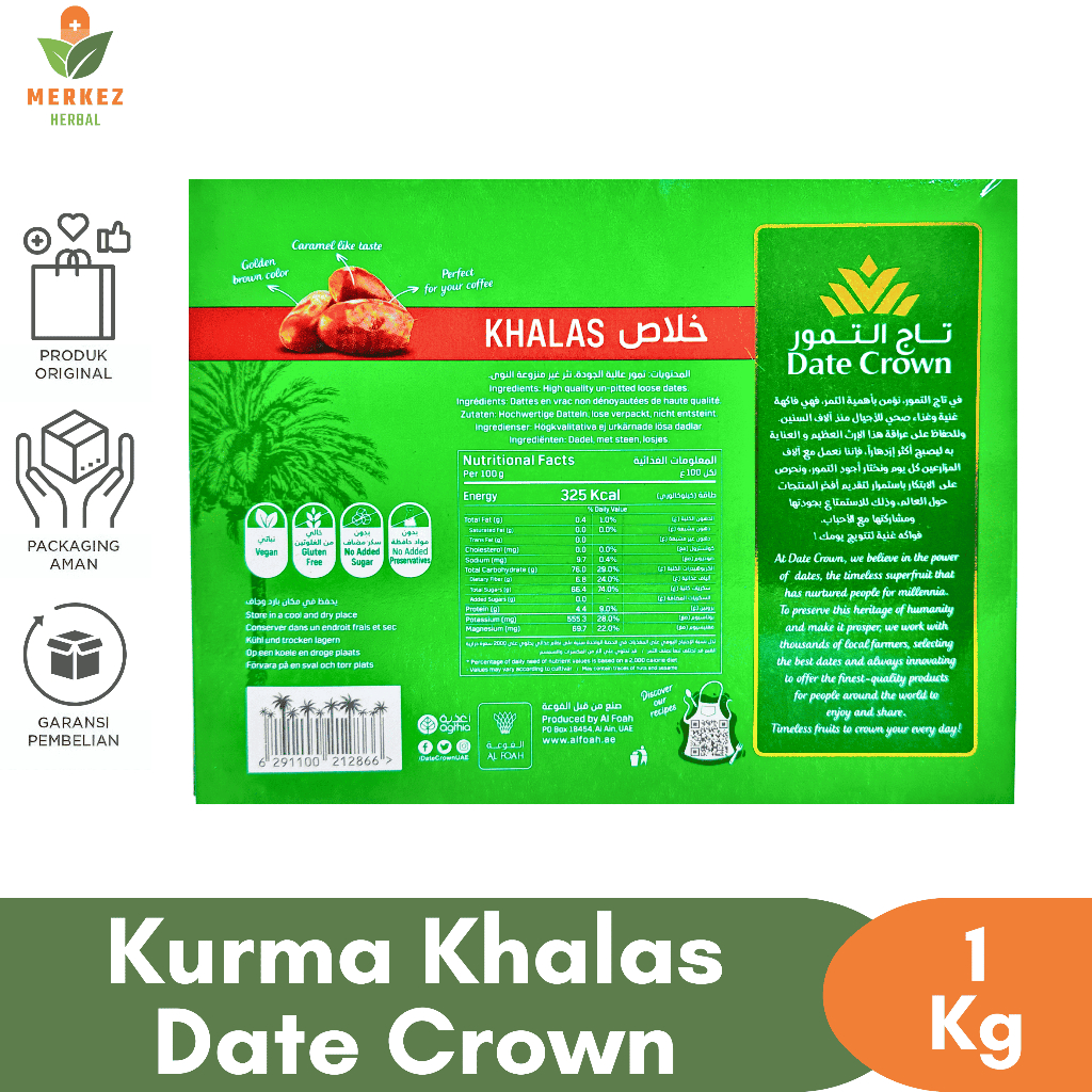 

Kurma Date Crown Khalas 500 Gram Asli 100% Original Premium Quality | Kurma Oleh Oleh Haji Dan Umroh