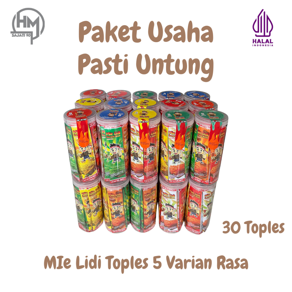 

Paket Usaha Mie Lidi Toples 5 Varian Rasa 30 Toples Dijual Lagi Pasti Untung
