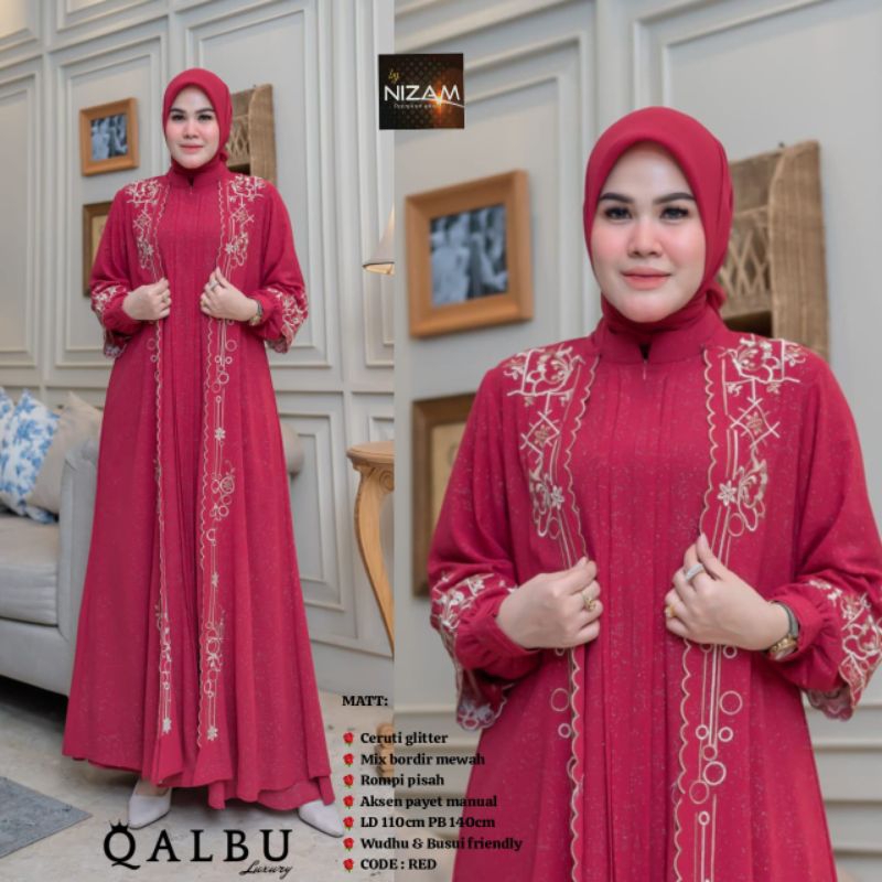 Nizam Gamis Merah Lengan Panjang