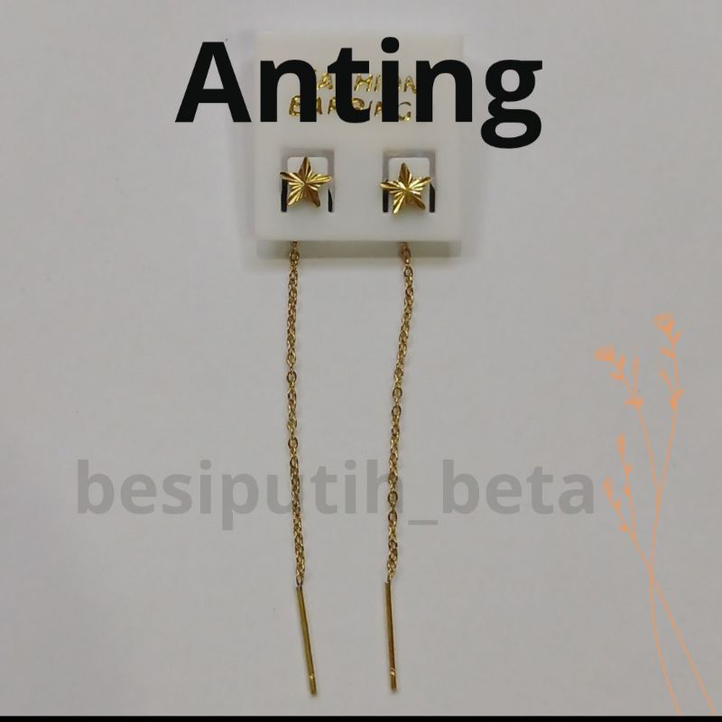 Anting besi putih / Anting besi putih sepuh kuning / anting gantung