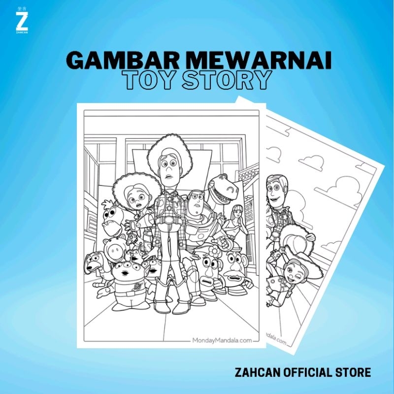 

Kertas Gambar Mewarnai A4 [ Toy Story ]