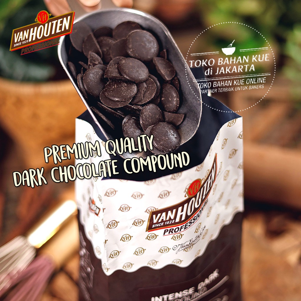 

Van Houten Intense Dark Button 250gr Chocolate Compound Coklat Coin Cokelat Baking