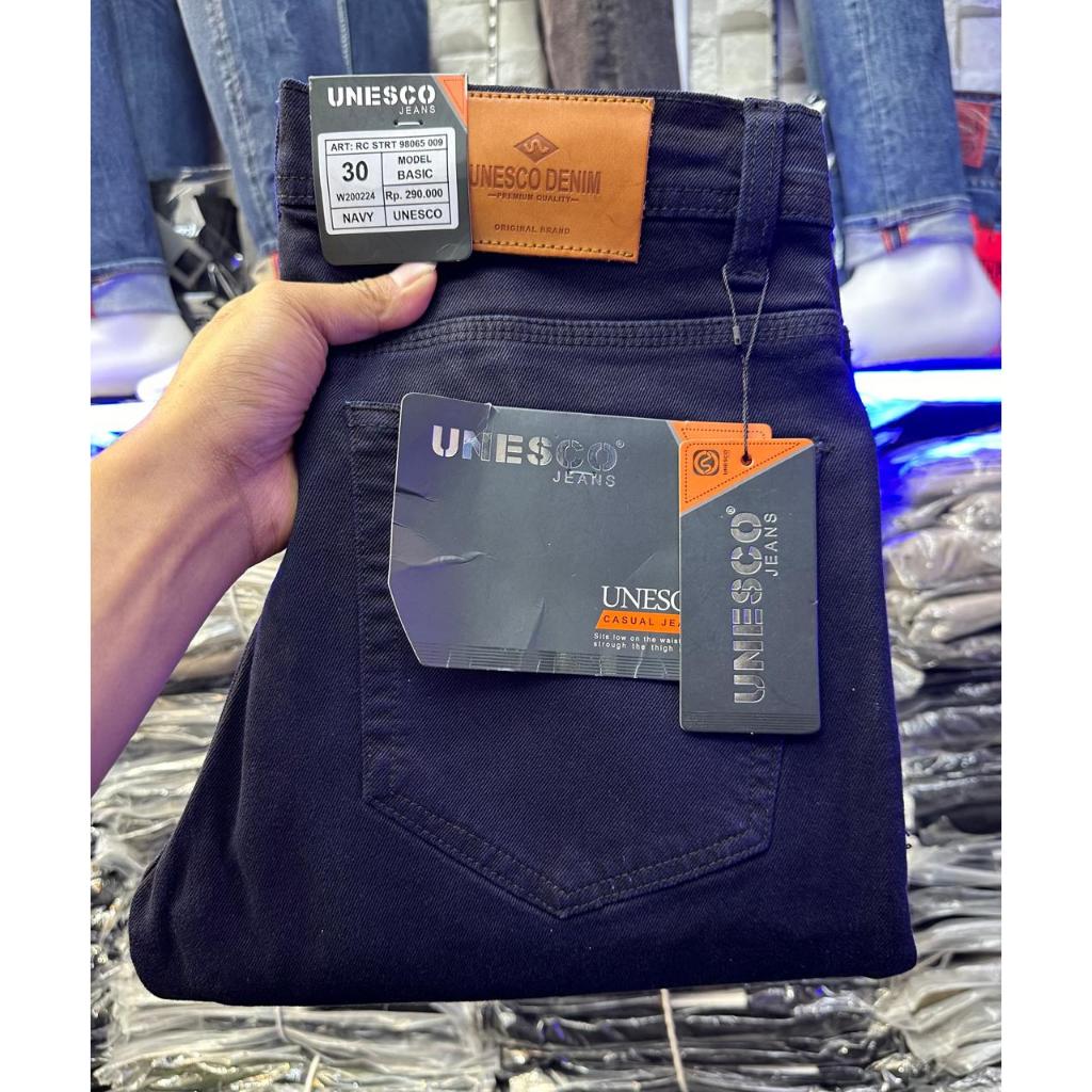 UNESCO JEANS Celana Jeans DENIM REGULER- Celana Jeans Panjang Pria NAVY- Celana Import Denim Pria Mo