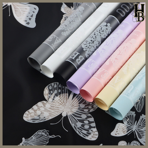 

20 LEMBAR Kertas Buket MOTIF KUPU-KUPU BUTTERFLY TATTO Flower Wrapping Cellophone 6196