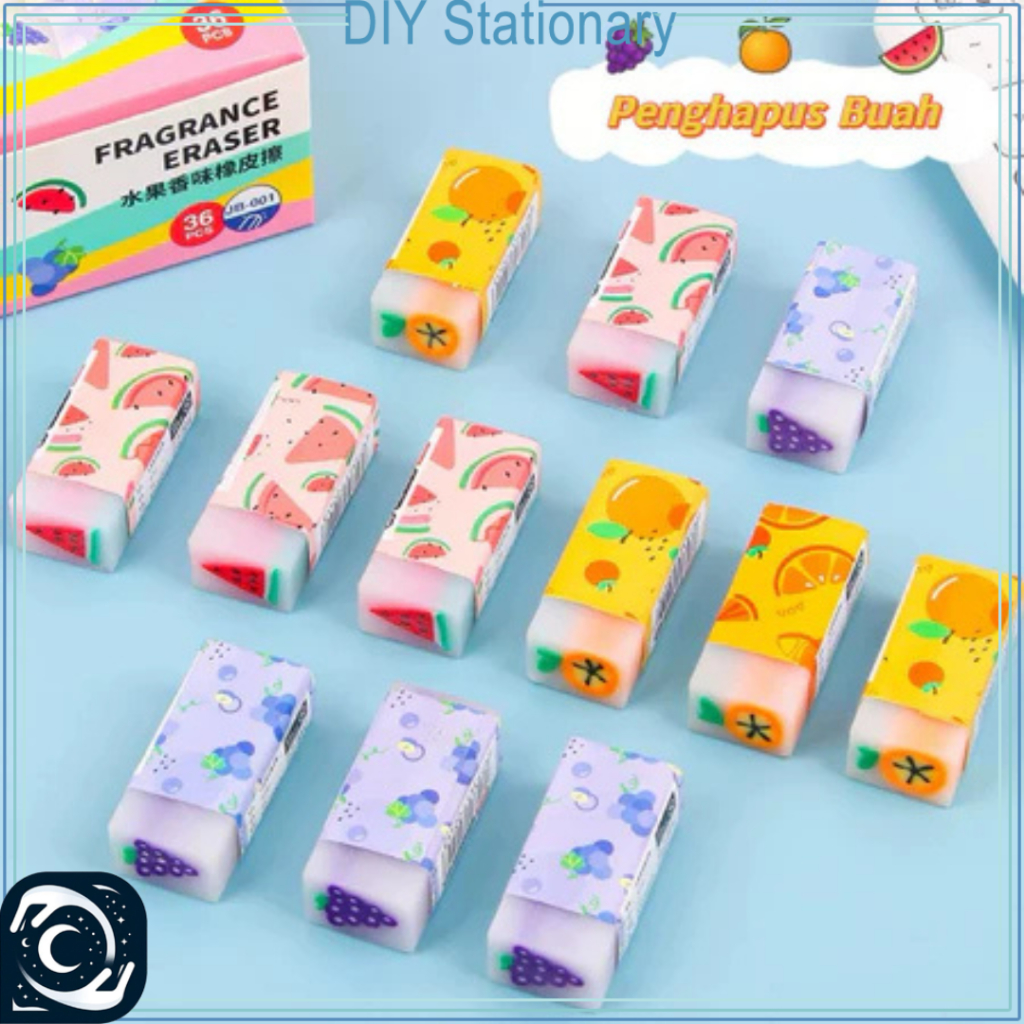 

1 PC Penghapus Buah Karakter Dino Capy Labubu Lucu Penghapus Pensil Eraser Kartun Alat Tulis Sekolah