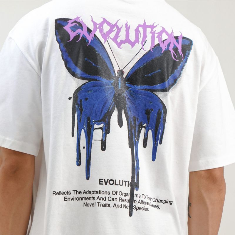T-shirt Celcius Evolution Kaos Distro Pria White Butterfly