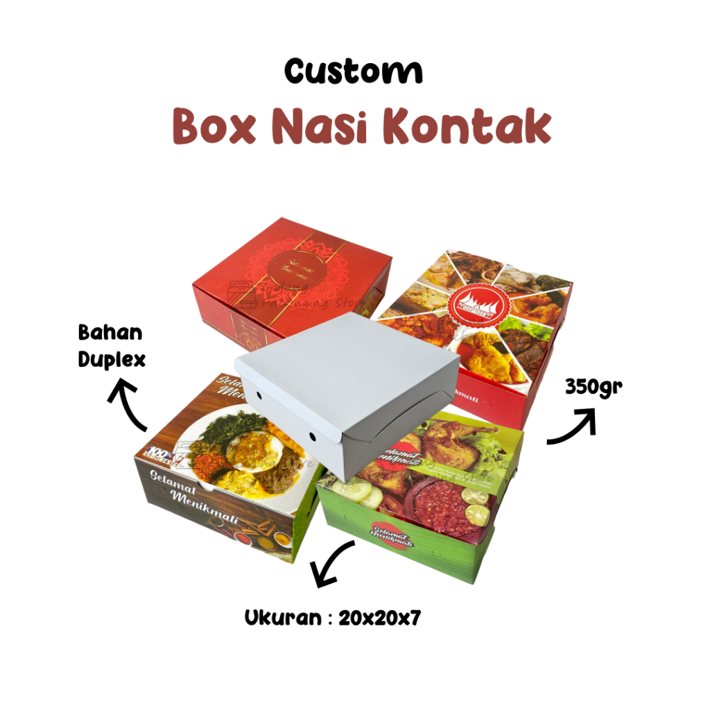 

Cetak Custom Box Nasi Ukuran 20x20 | Dus Nasi | Dus Kotak Nasi | Full Colour | Custom Merk Sendiri