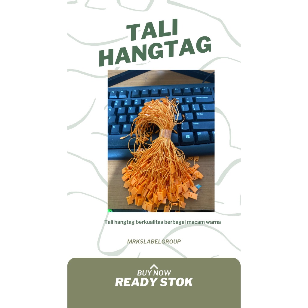 

tali tag warna orange/tali loop pin/gantungan kertas ready stok