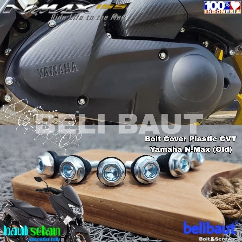 Baut set Cover CVT Yamaha NMax Old Mode dua kunci SILVER
