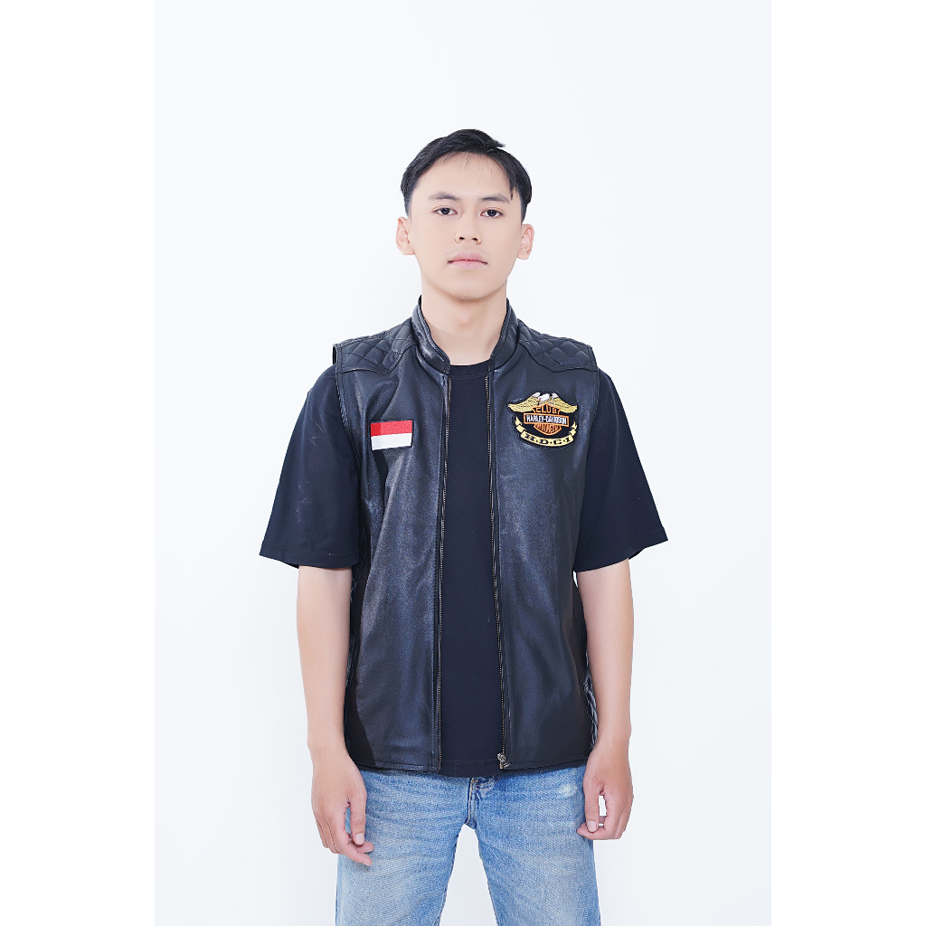 Levara Men Leather Jacket - Vest Black | Jaket Kulit Pria