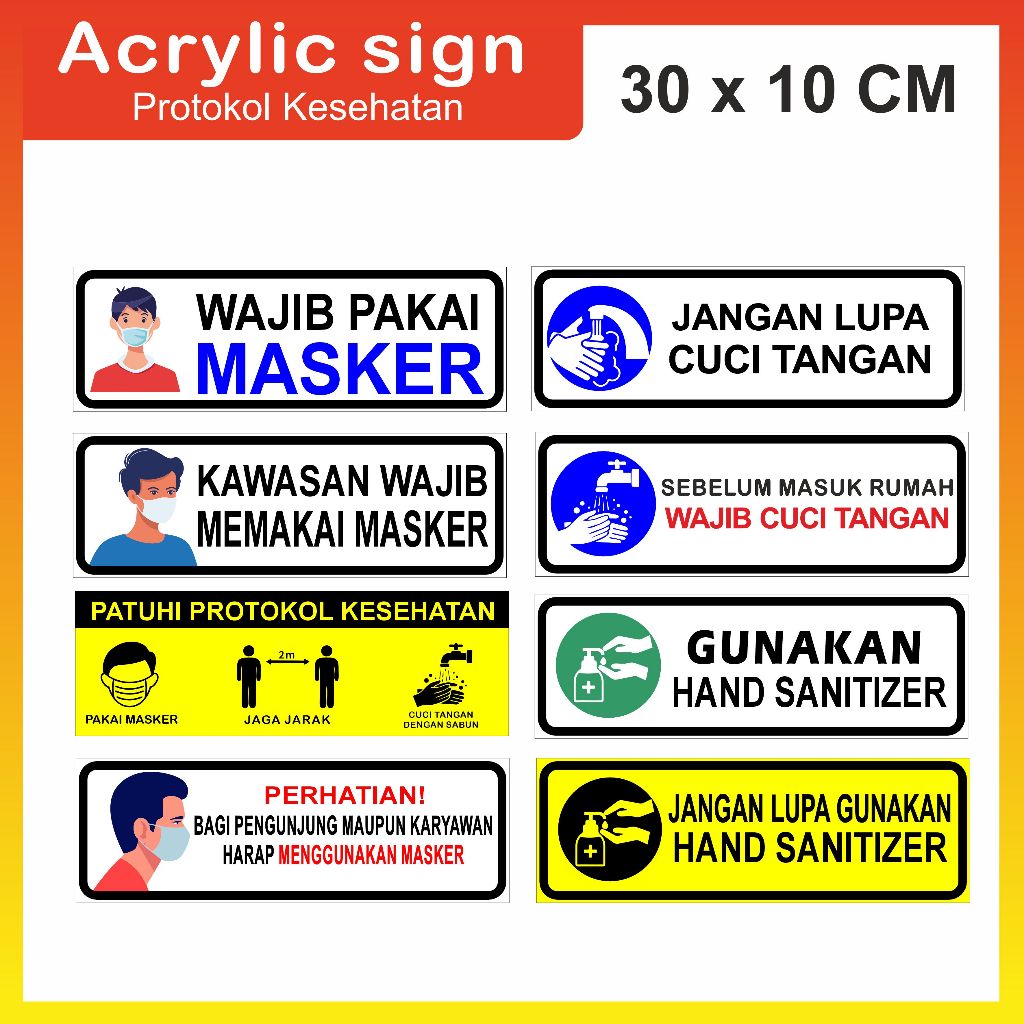 

Acrylic sign/papan nama akrilik PROTOKOL KESEHATAN 30 x 10 cm