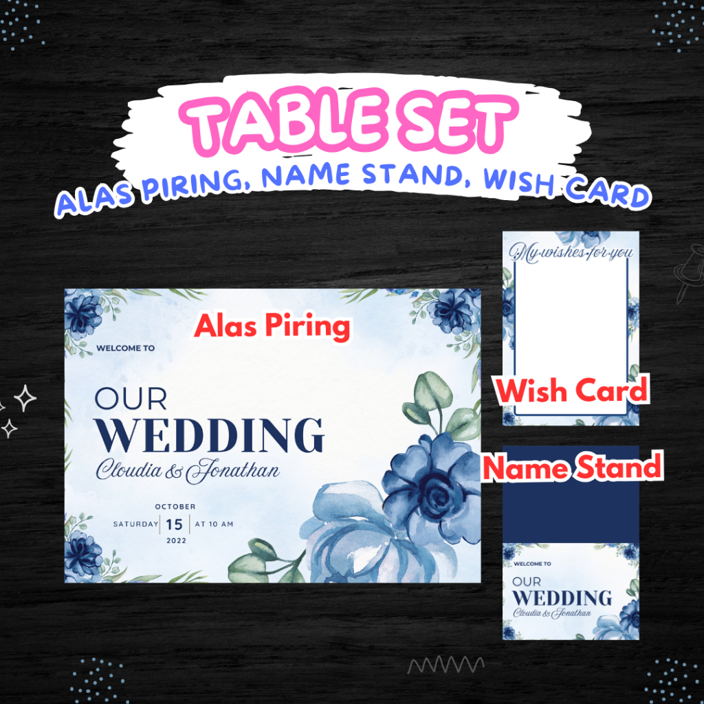 Table set aksesoris dekor meja alas meja name stand baby shower pink floral sweet seventeen birthday