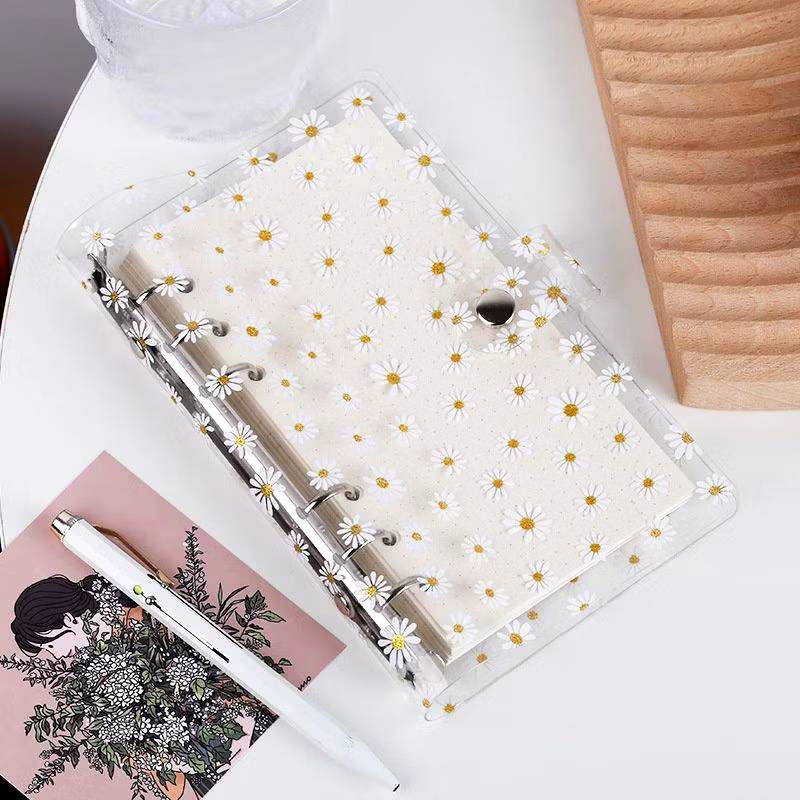 

[Hanya Binder] Binder A6 Motif Daisy Bunga Transparan Buku Keuangan Notebook PVC Transparan Manik Glitter