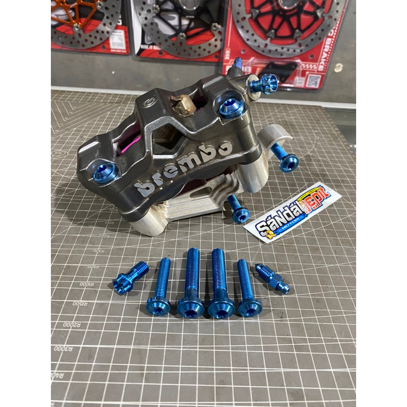 BAUT TITANIUM UNTUK KALIPER BREMBO M432 M50 GP4RX M7 STAYLEMA BAUT TITANIUM BREKET KALIPER BAUT TITA