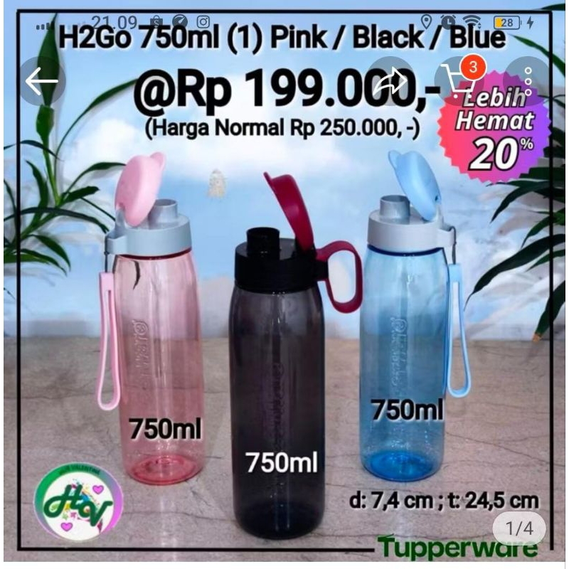 H2GO Tupperware/Botol minum