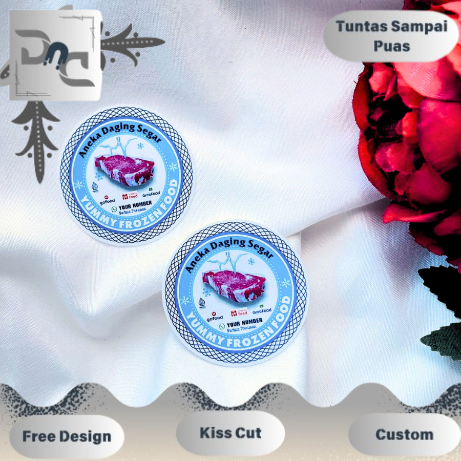 

DND Cetak Stiker Vinyl Frozen Food Sticker Label Makanan Beku Basah Anti Air Free Desain Custom Nama