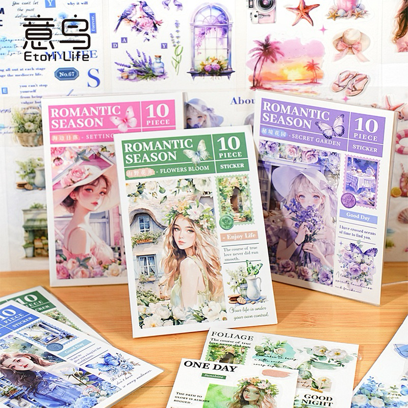 

(3DA) sticker book buku kiss cut transparan wanita cantik bunga flower girl romantic season