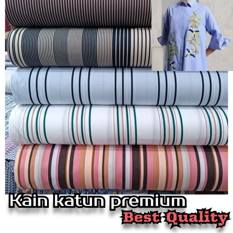 KAIN KATUN MOTIF SALUR /GARIS-GARIS YANDET ITALY