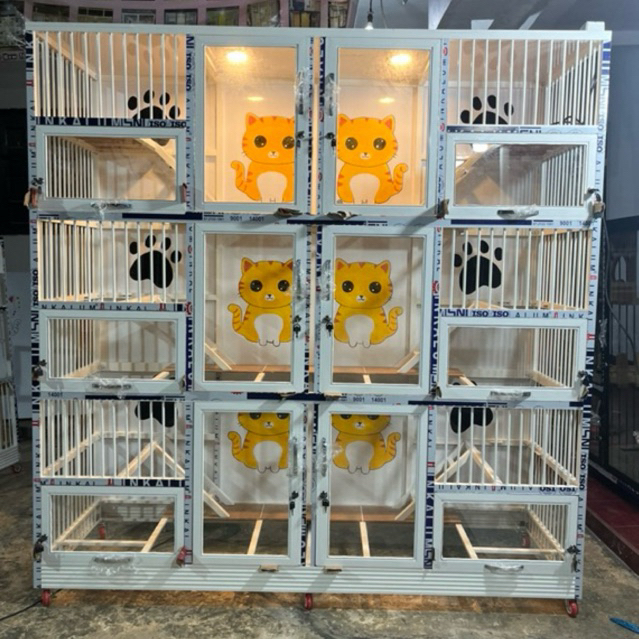 KANDANG ALUMINIUM 6 RUANG +PINTU LITTERBOX/KANDANG KUCING BREEDING/KANDANG  PREMIUM