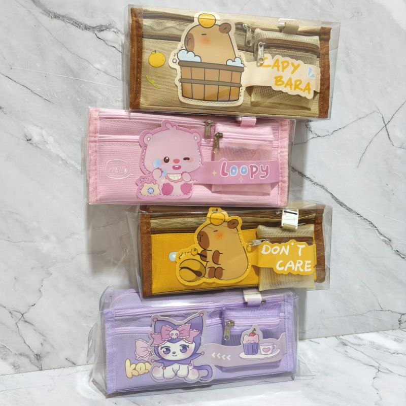

Kotak Pensil Lucu Viral Sekat Pouch / School Sekolah Pencil Case Loopy Kuromi Capybara Capibara Premium