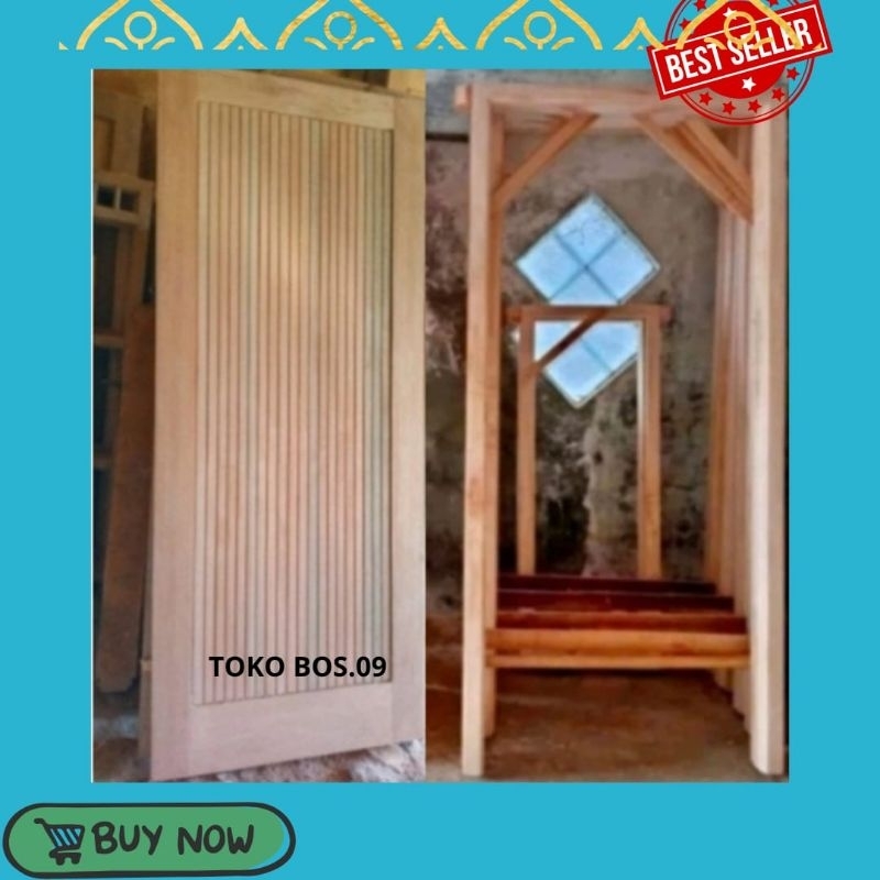 Pintu Dan Kusen Rumah Motif Garis Garis Pintu Kayu Mahoni