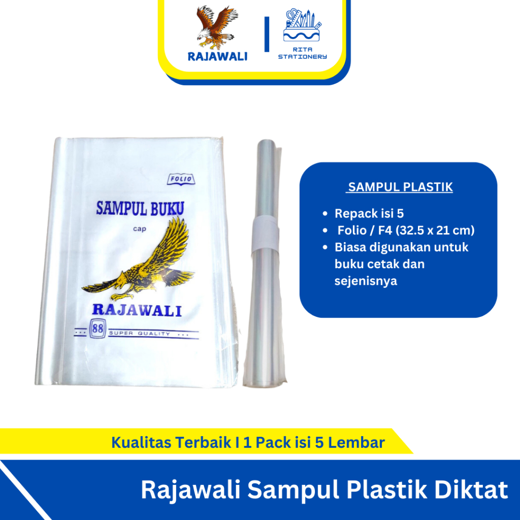 

Sampul Plastik Folio F4 Buku Paket Cetak Rajawali - 1 pack isi 5