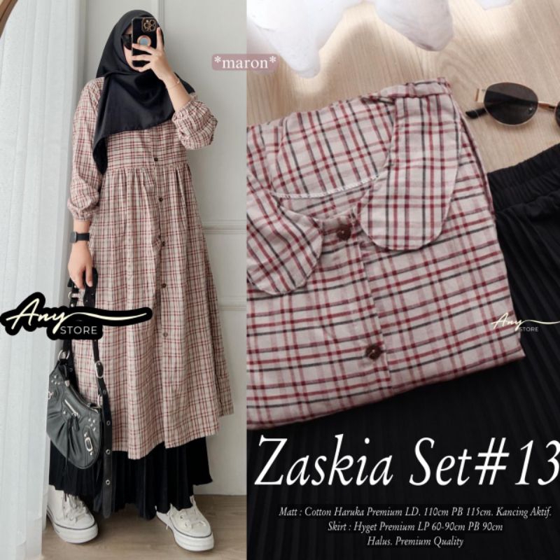 SETELAN WANITA MIDI, TUNIK ROK PLISKET