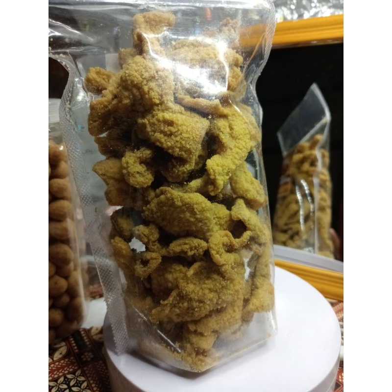 

kulit ayam krispi original+bonus ,fresh ,home made ,130,camilan enak