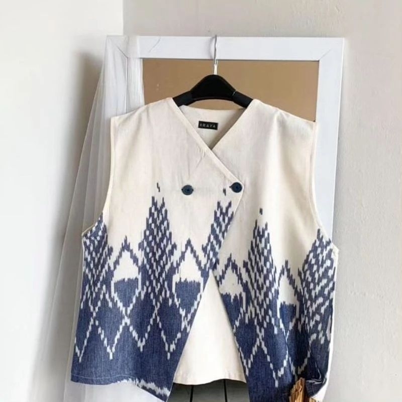 vest tenun , rompi tenun , outer tenun , blazer tenun ,  atasan wanita , blazer wanita , outer wanit