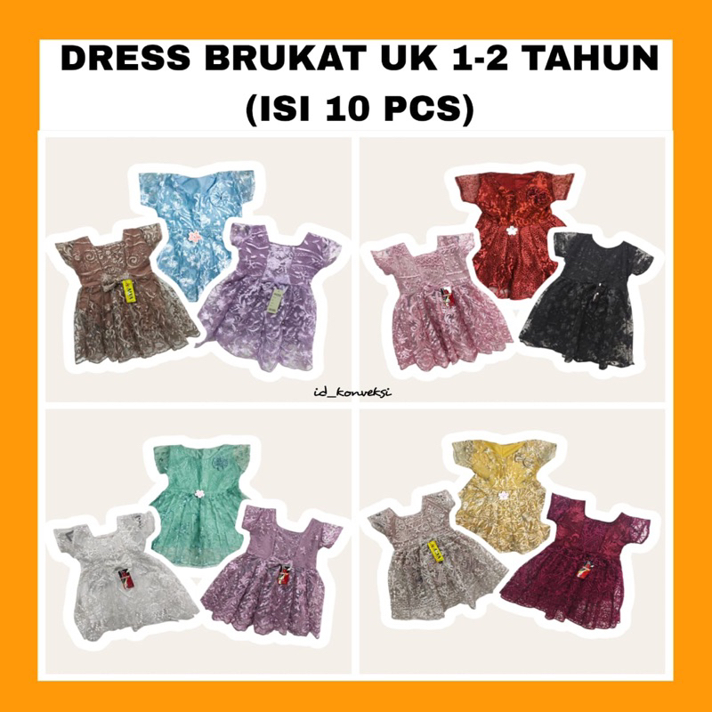 (ISI 10 PCS) UK 1-2 tahun dress anak perempuan dress brukat anak kebaya Brokat anak perempuan Gaun p