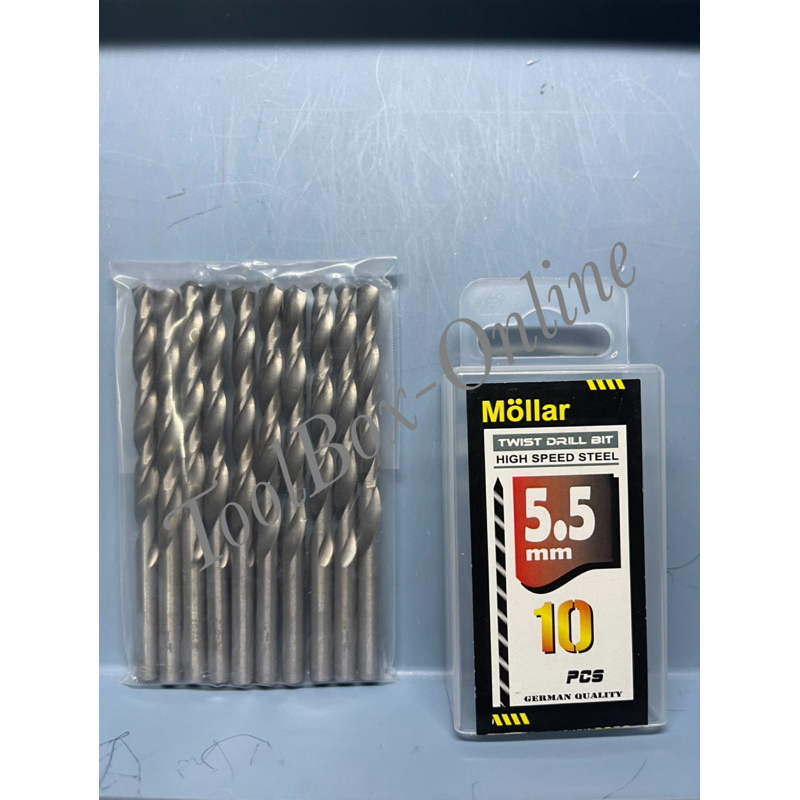 (MIN 2) 1 pak (10pcs) Mata bor Besi Putih MOLLAR 5.5 mm