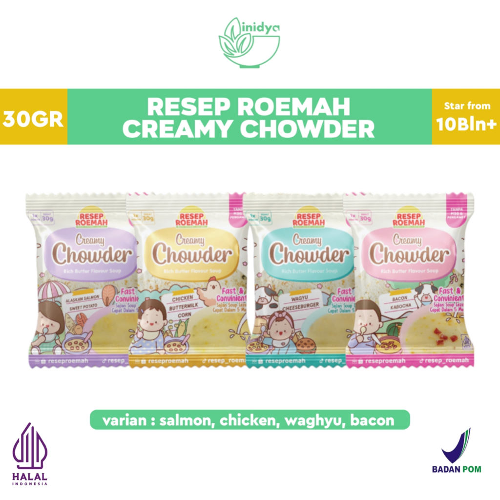 

Resep Roemah Creamy Chowder Soup 15gr – Cream Soup Mpasi Sup Krim untuk Anak Sup Krim Sehat Mpasi No MSG Rich Butter Flavour Cream Soup Instans Homemade