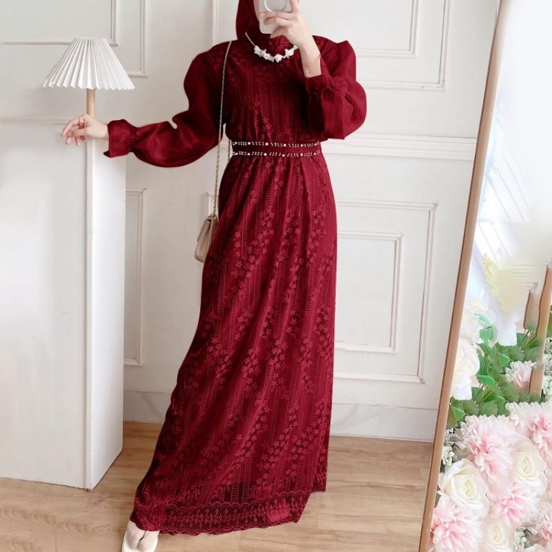 MAXI MOUREN / MAXI DRESS MUSLIMAH / BUSANA MUSLIM ELEGAN / DRESS KONDANGAN / DRESS PESTA MUSLIMAH HG