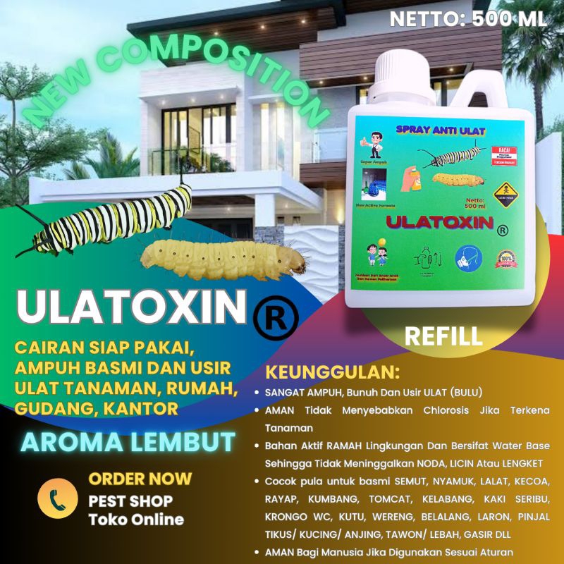 Refill ULATOXIN 500 ml, Anti ULAT BULU Cair, Praktis Tinggal Pakai Aja, AMAN Jika Terkena Tanaman, A