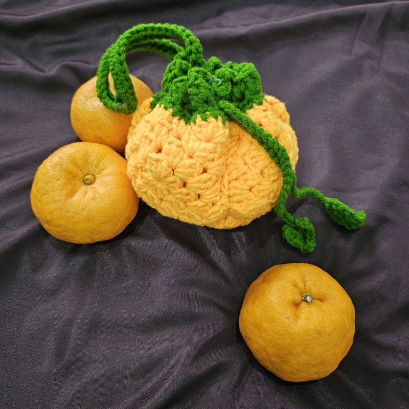 | TAS SERUT | DRAWSTRING POUCH | TAS UNIK | TAS SERUT BUAH | TAS RAJUT | CROCHET BAG | CROCHET POUCH