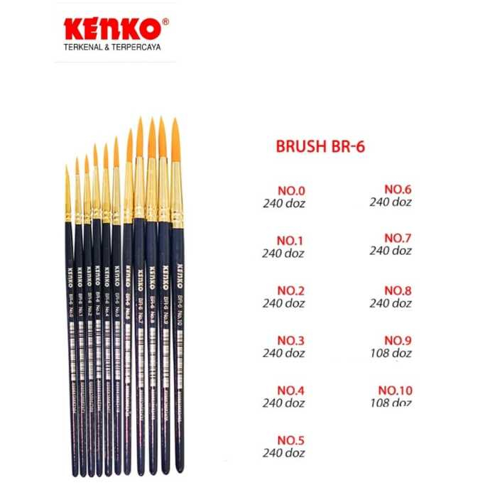 

KENKO BRUSH BR-10 NO.0 - NO.10 - 1 LUSIN