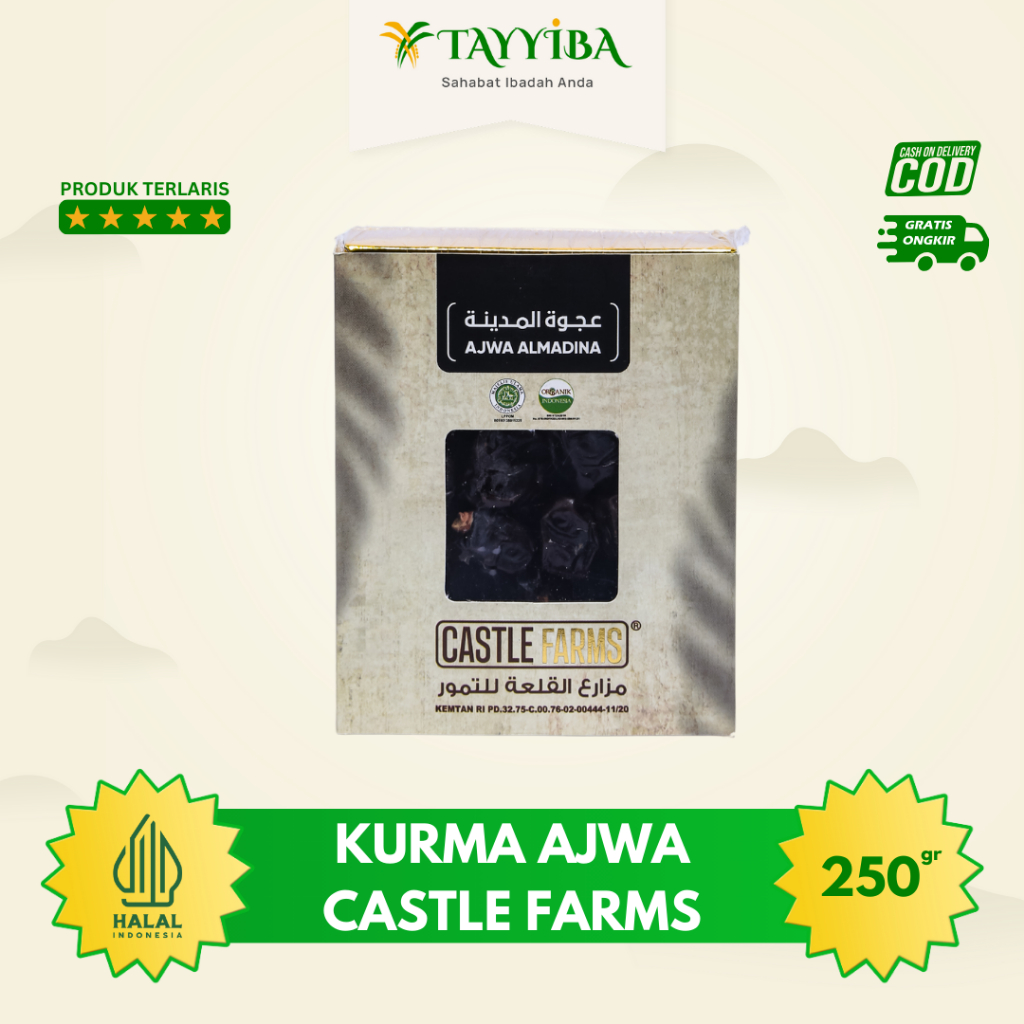 

Kurma Ajwa Castle Farm Farms Almadina Organic Premium 250 gram