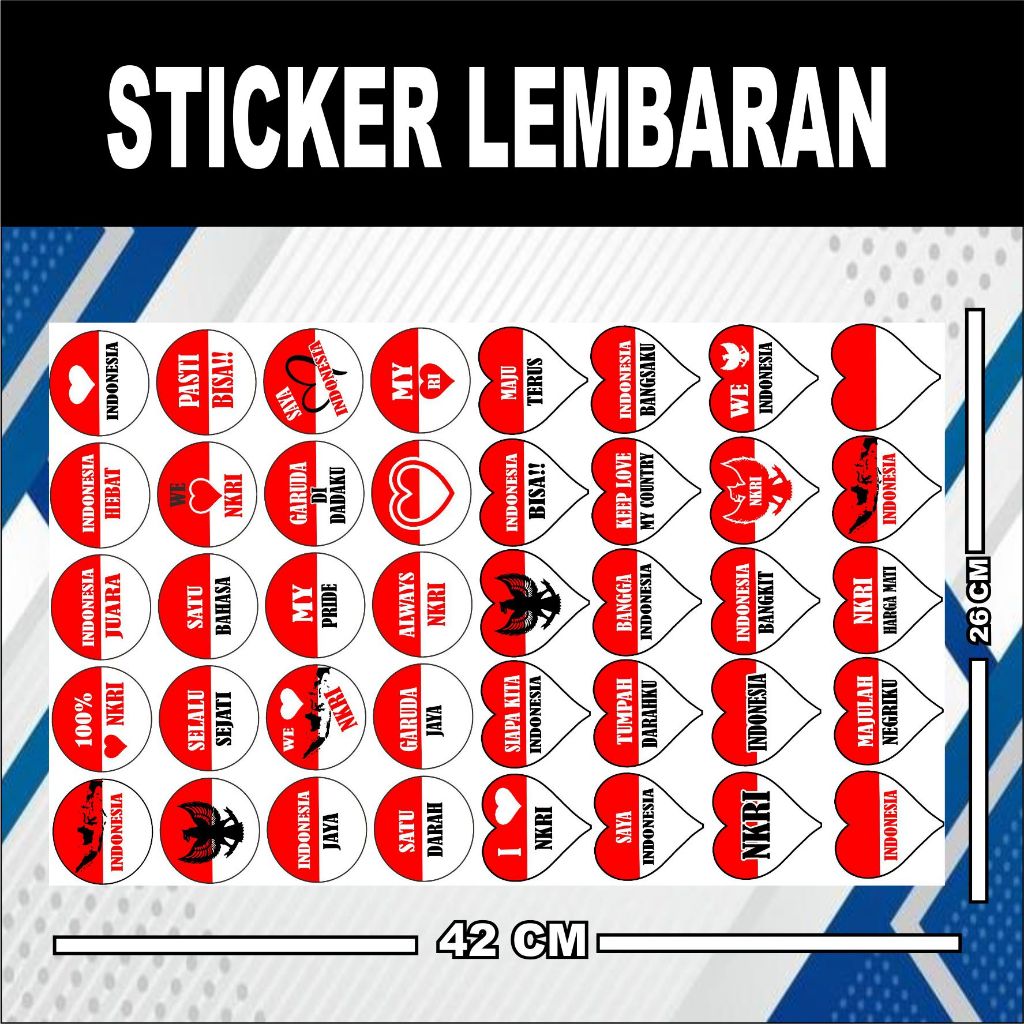 

Sticker Lembaran ( 40 pcs) STIKER BENDERA INDONESIA MERAH PUTIH MURAH