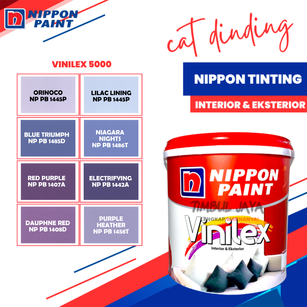 Cat Vinilex 5kg Eksterior dan Interior Warna UNGU Tinting / Cat Tembok Exterior Nippon Paint / Cat V