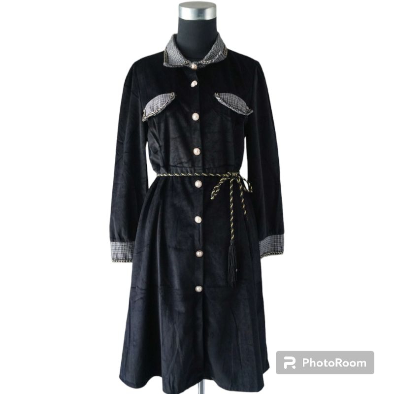 Midi Dress bludru premium/ Tunik korean style Tunik cewek terbaru