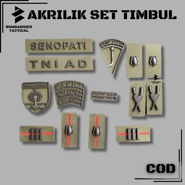 Patch Laser Full Set  Nama PDL Bripet PDH Bahan Acrilik Timbul Bebas Costume Nama Logo Kesatuan