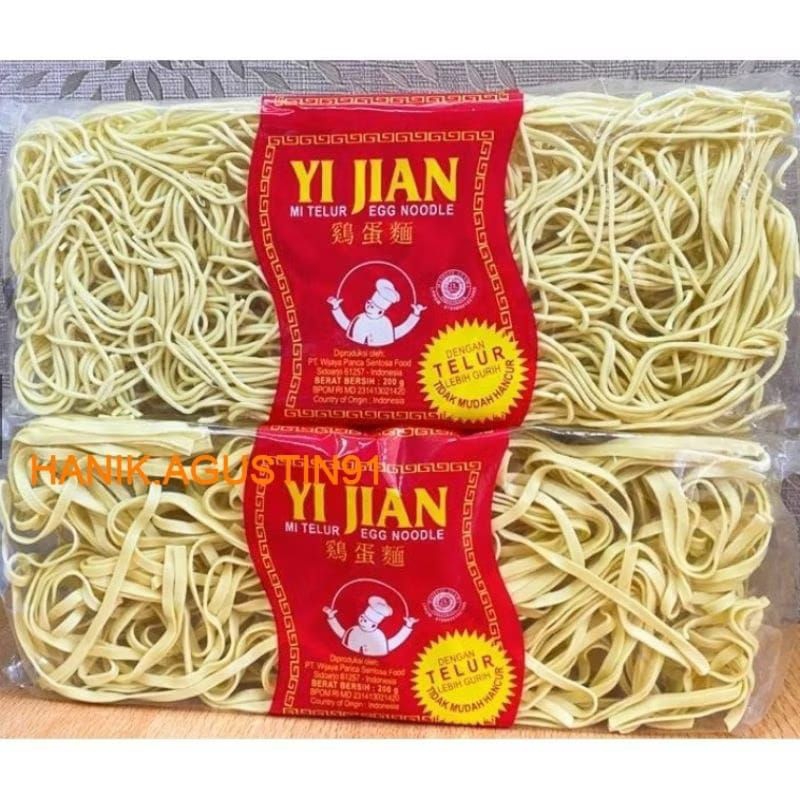 

Mie Telur Yi Jian egg Noodle 200 Gram / Mie instan Kecil Lebar