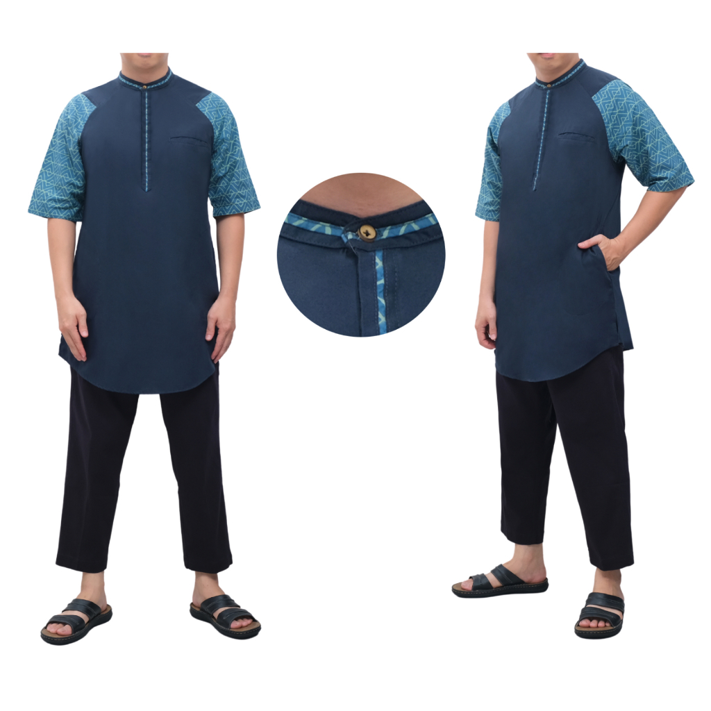 Tokoashshiddiq - [COUPLE] Baju Kemeja Koko Pria Dewasa dan Setelan Celana Kemeja Koko Anak Cowok Usi