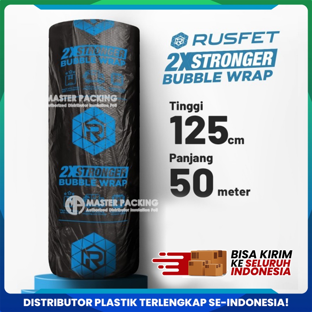 

Plastik packing Bubble Wrap Rusfet Roll 3Kg Coreless 125cm x 50m Hitam Super Tebal VIA EKSPEDISI