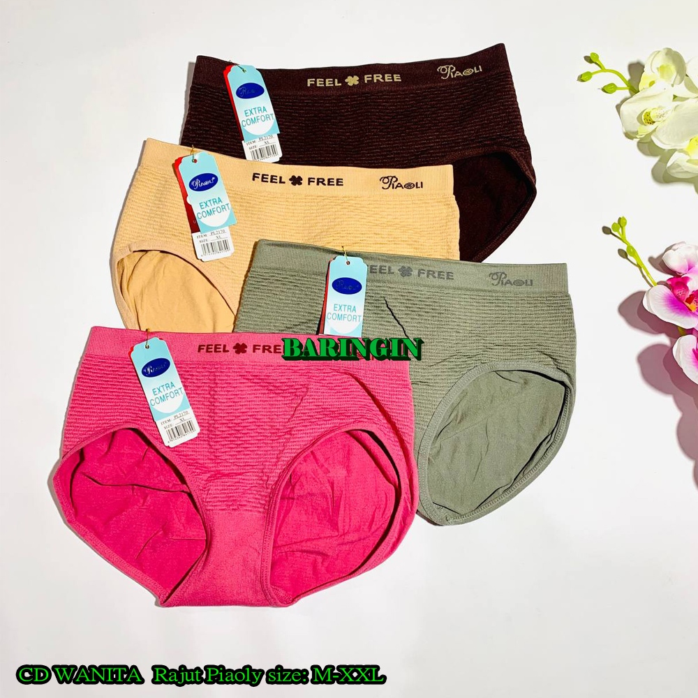 Cd Piaoli Rajut art 2170- Isi 6 Pcs Celana Dalam Wanita-Cd Wanita Dewasa Polos Tanpa Jahitan Samping