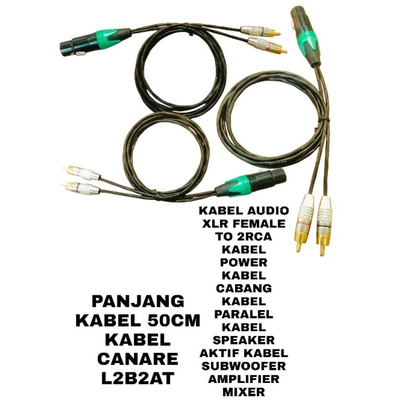 Kabel Audio XLR Female untuk 2RCA kabel power mixer subwoofer speaker aktif karaoke