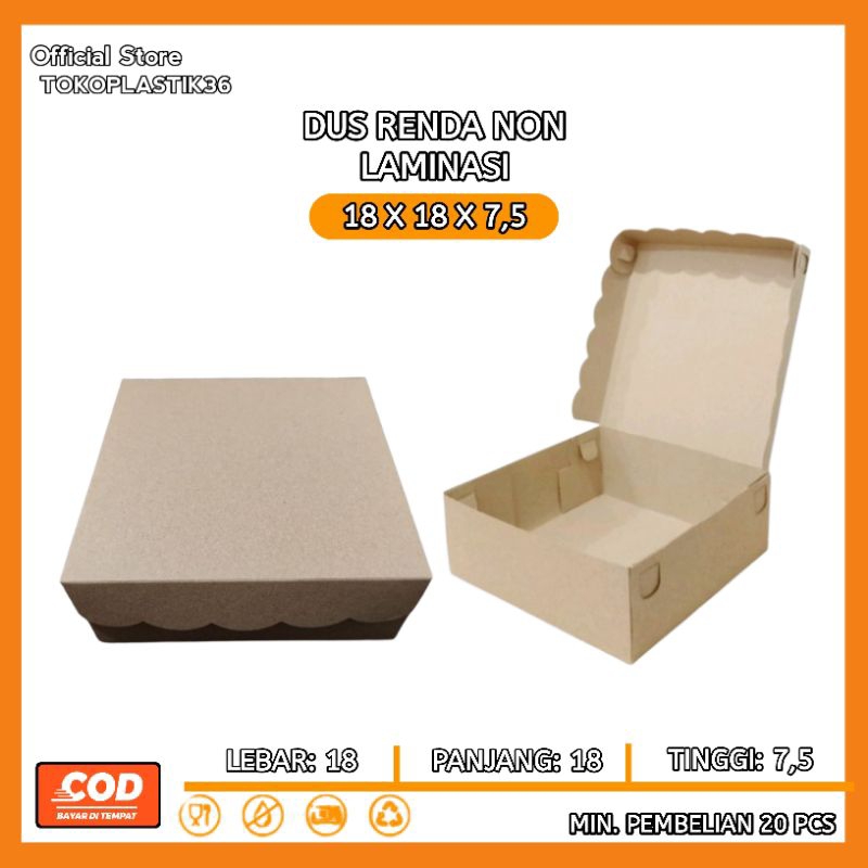 TOKOPLASTIK36 - DUS CATERING DUS NASI 18x18 KOTAK NASI KRAFT PAPER / COKLAT SUPER TEBAL PREMIUM - NO