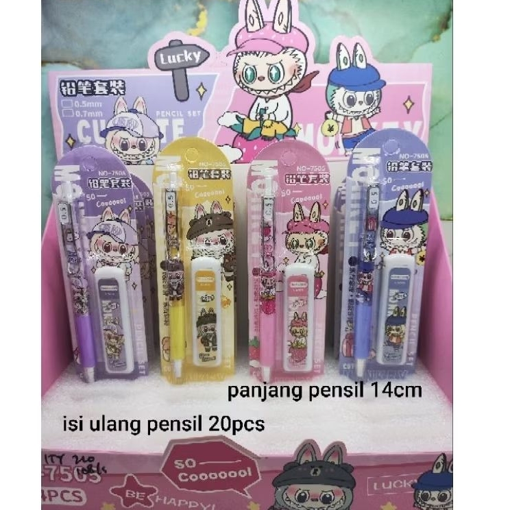 

pensil mekanik labubu pensil mekanik 0.5 pensil labubu pensil warna warni pensil rautan